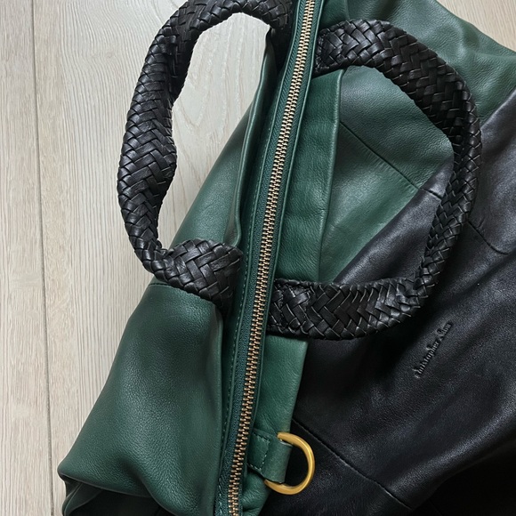 Two tone 100% leather bag green/black - crossbody bag - Picture 6 of 8